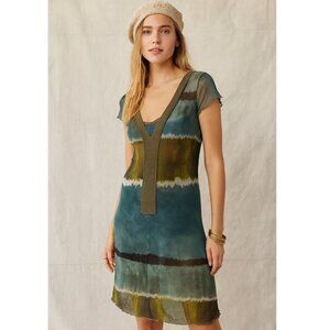 MADO Et Les Autres Mesh Dress Tie Dye Colorblock Abstract Print Art-o-Wear sz M
